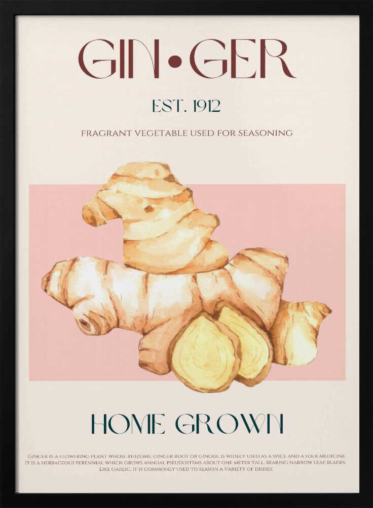 Home Grown Ginger Art Print UK — Botanical Warm Wall Art — Kitchen — Wall It All Prints