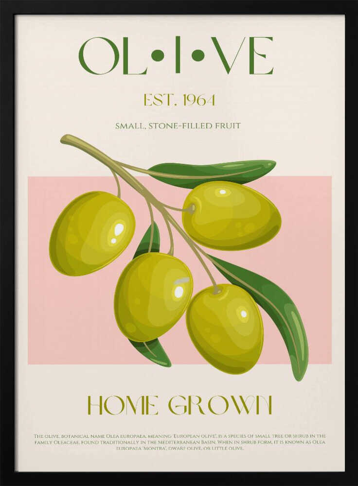 Green Olive Branch Art Print UK — Botanical Minimal Wall Art — Kitchen — Wall It All Prints