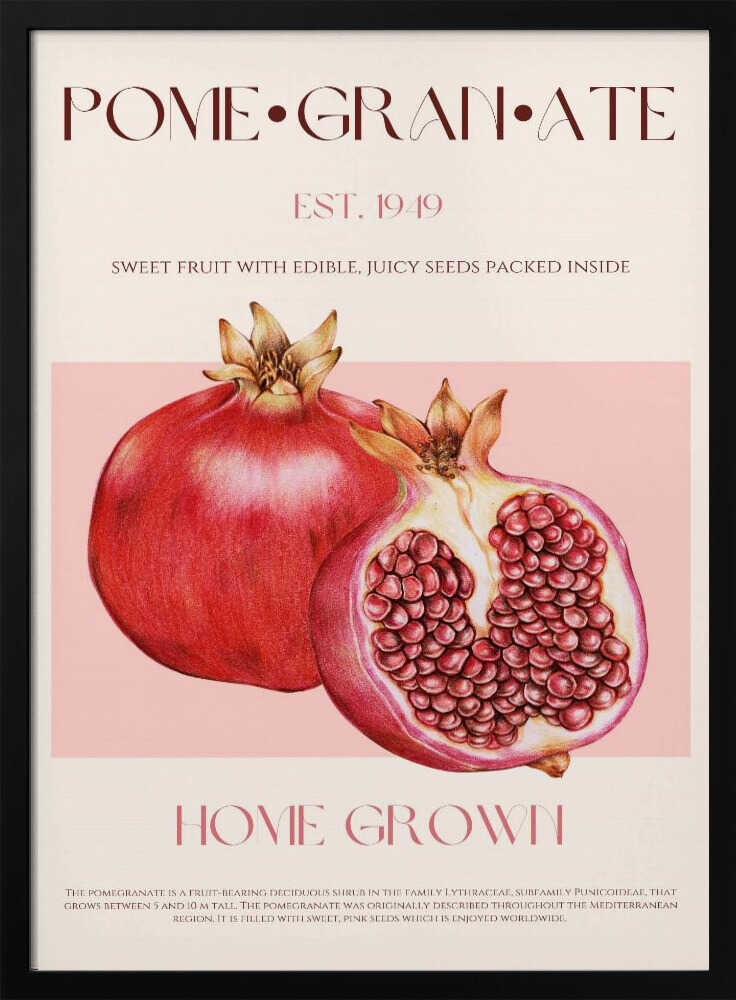 Ripe Red Pomegranates Art Print UK — Botanical Vibrant Wall Art — Kitchen — Wall It All Prints