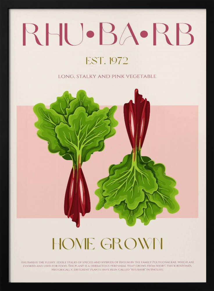 Rhubarb Home Grown Art Print UK — Botanical Fresh Wall Art — Kitchen — Wall It All Prints