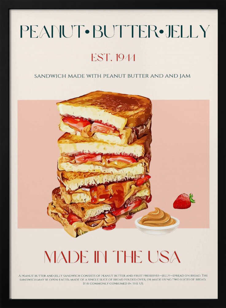 Peanut Butter Jelly Stack Art Print UK — Vintage Vibrant Wall Art — Kitchen — Wall It All Prints