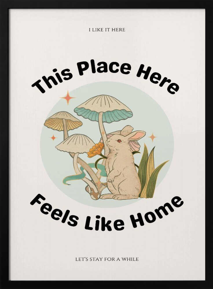 Feels Like Home Rabbit Art Print UK — Botanical Calm Wall Art — Living Room — Wall It All Prints
