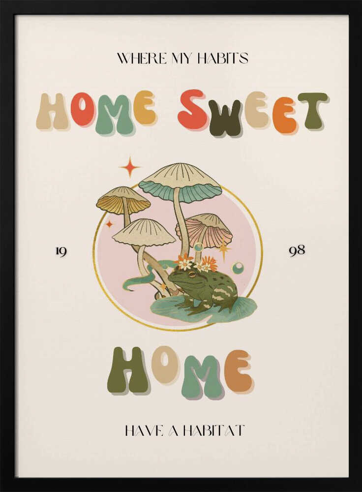 Sweet Home Mushroom Frog Art Print UK — Botanical Warm Wall Art — Living Room — Wall It All Prints