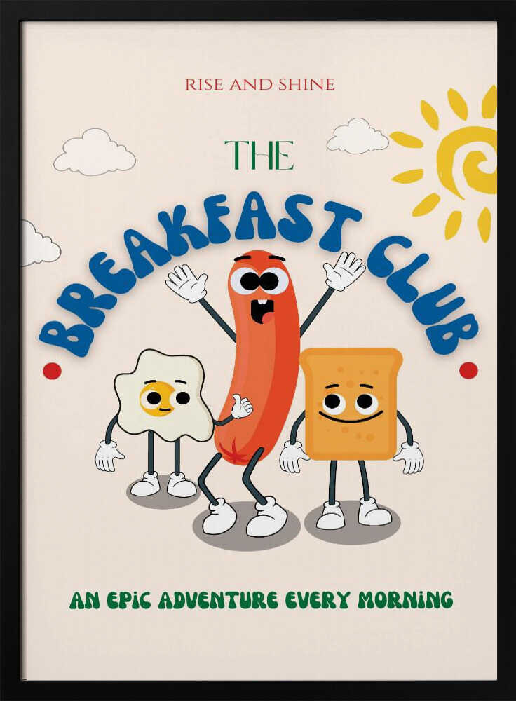 Cartoon Breakfast Buddies Art Print UK — Vintage Vibrant Wall Art — Kitchen — Wall It All Prints
