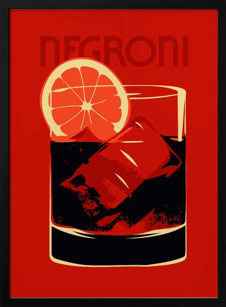 Classic Negroni Cocktail Art Print UK — Abstract Vibrant Wall Art — Kitchen — Wall It All Prints