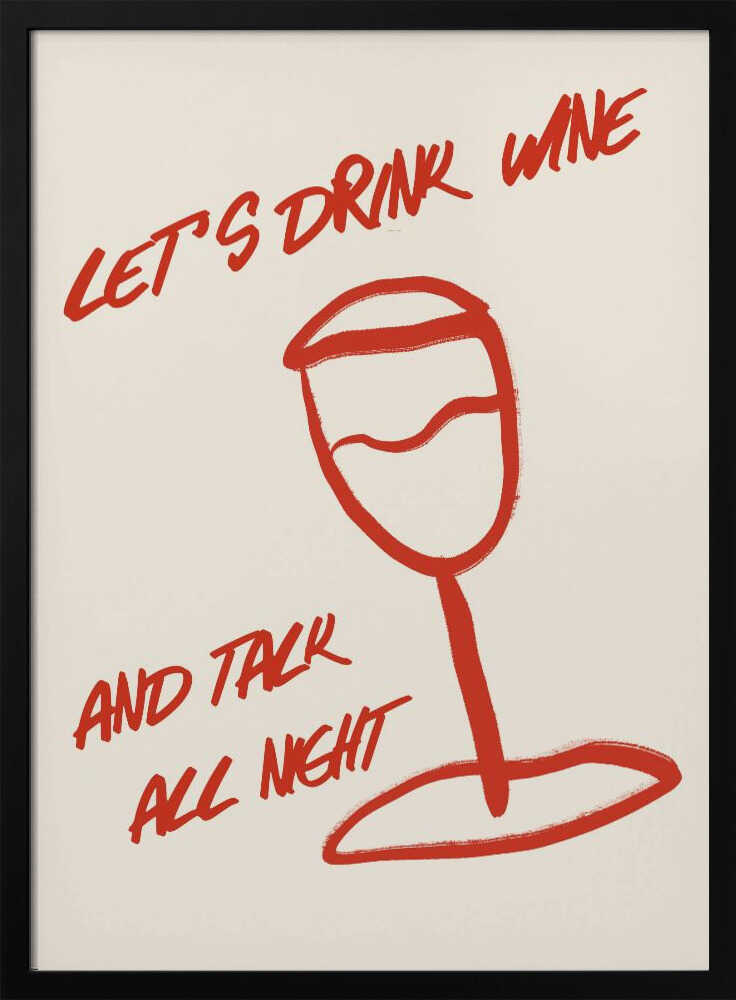 Wine &amp; Words Unwind Art Print UK — Abstract Minimal Wall Art — Kitchen — Wall It All Prints
