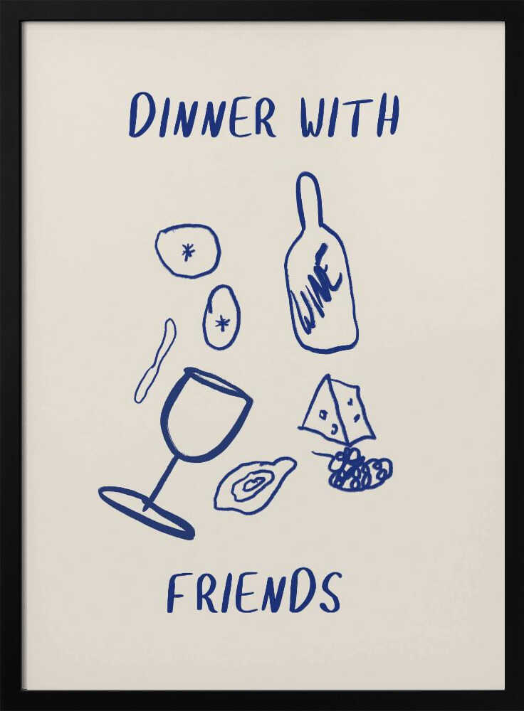 Wine and Cheese Night Art Print UK — Food Vibrant Wall Art — Kitchen — Wall It All Prints