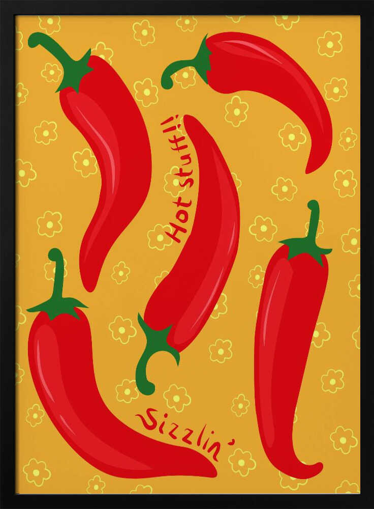 Hot Sizzlin' Chili Peppers Art Print UK — Botanical Vibrant Wall Art — Kitchen — Wall It All Prints