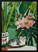 Tropical Cat and Flowers