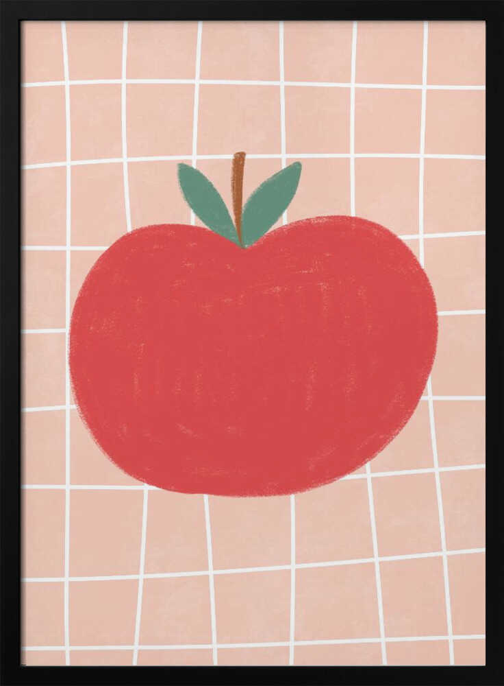 Red Apple Grid Art Print UK — Abstract Minimal Wall Art — Kitchen — Wall It All Prints