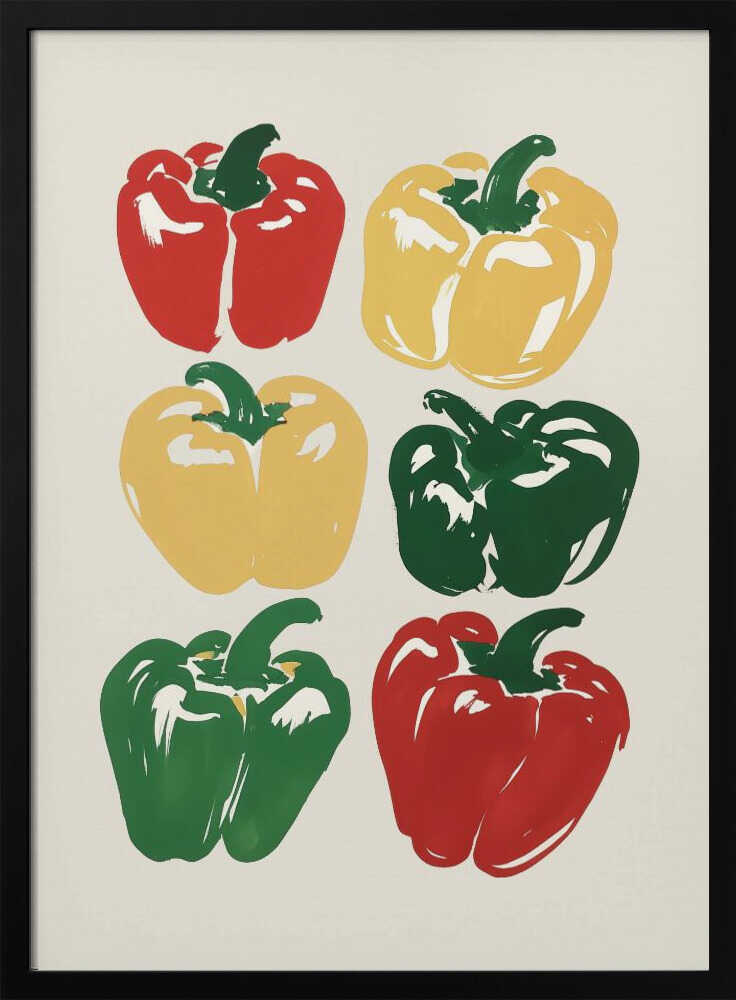 Pop Art Peppers Art Print UK — Botanical Vibrant Wall Art — Kitchen — Wall It All Prints