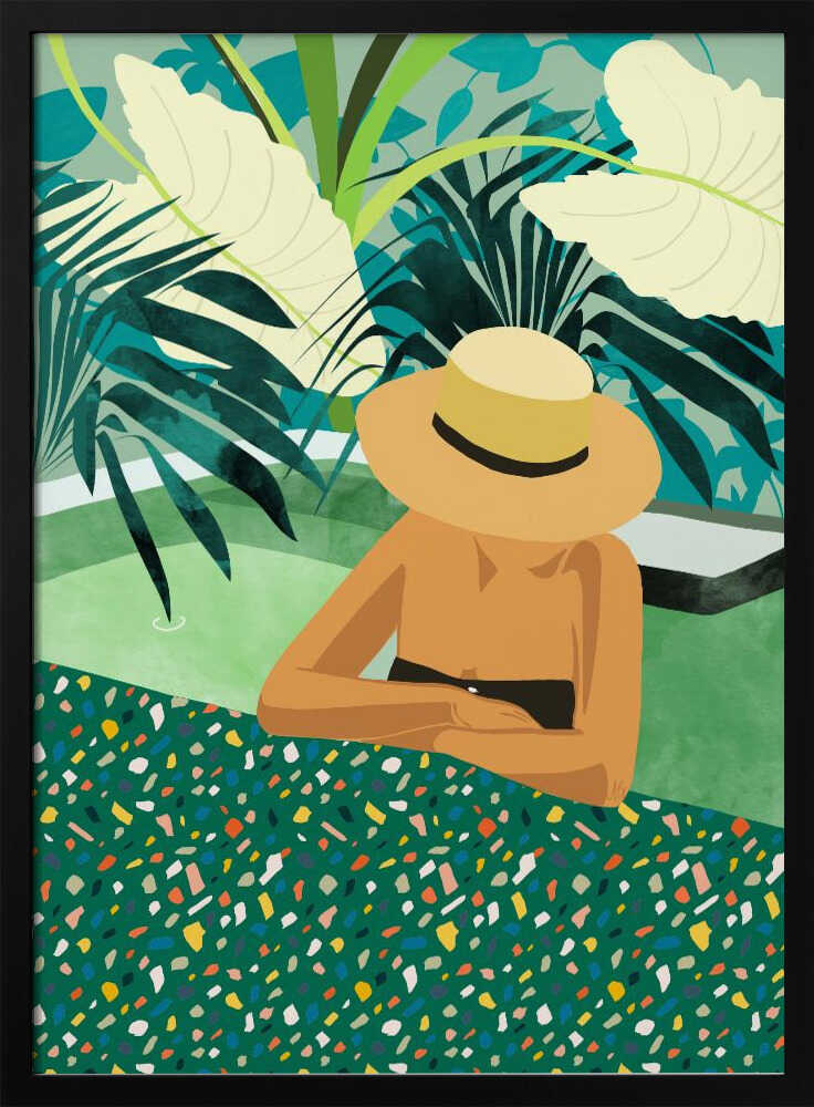Tropical Pool Retreat Art Print UK — Botanical Calm Wall Art — Bedroom — Wall It All Prints