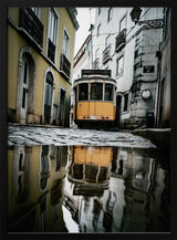 Yellow Tram Reflection Art Print UK — Vintage Vibrant Wall Art — Living Room — Wall It All Prints