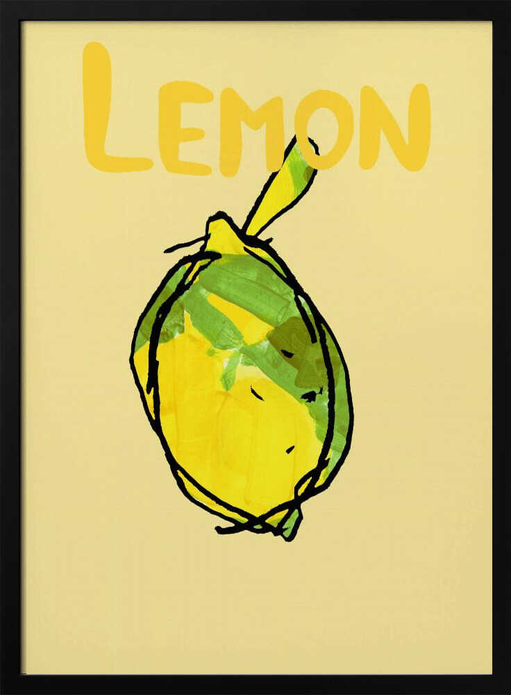 Bright Yellow Lemon Art Print UK — Abstract Vibrant Wall Art — Kitchen — Wall It All Prints