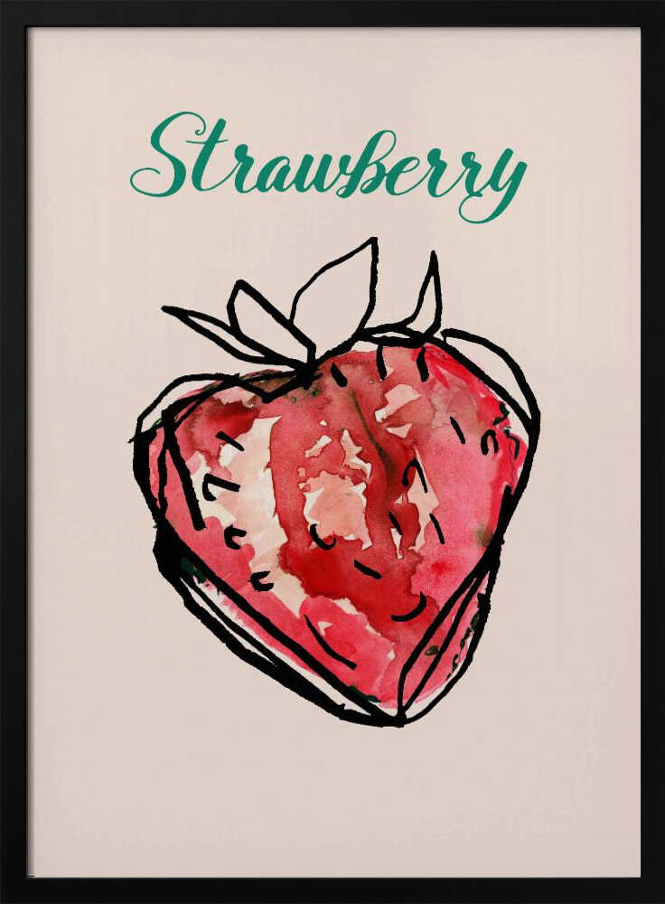 Fresh Strawberry Watercolor Art Print UK — Abstract Vibrant Wall Art — Kitchen — Wall It All Prints