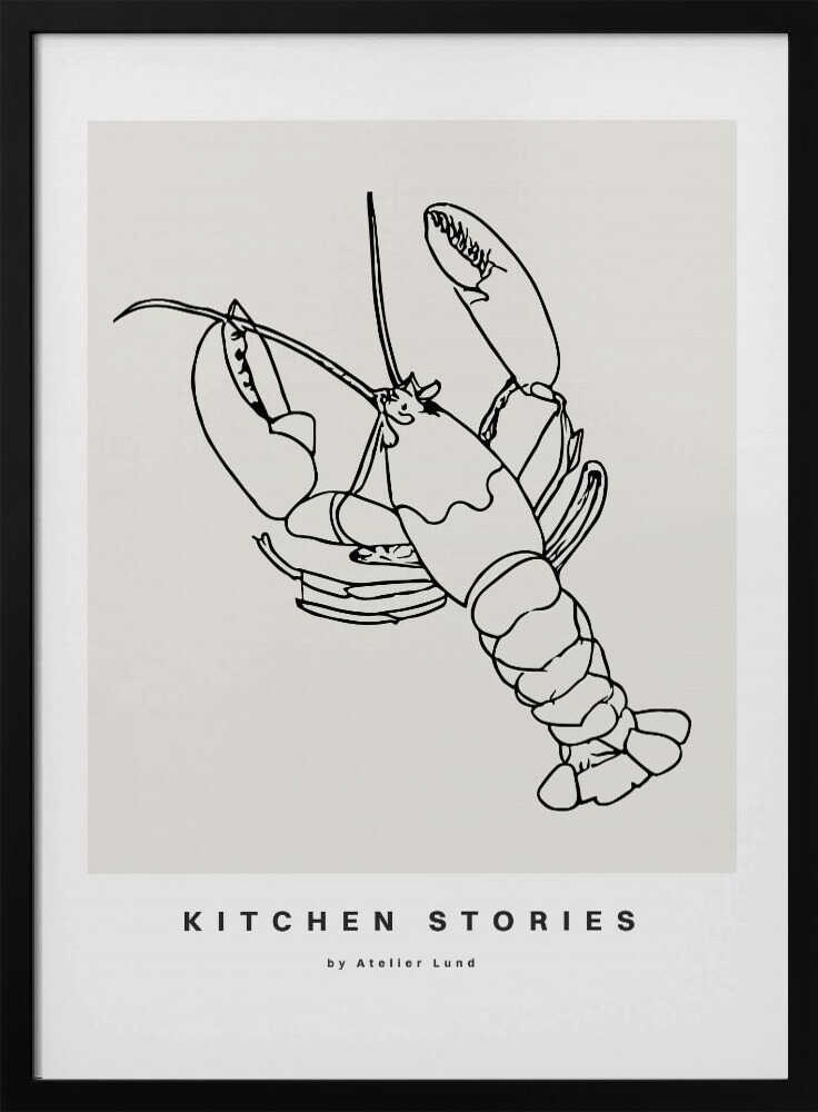 Lobster Linework Art Print UK — Abstract Dark Wall Art — Kitchen — Wall It All Prints