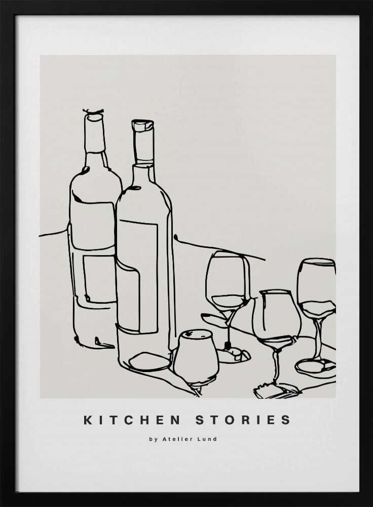 Wine and Conversation Art Print UK — Abstract Minimal Wall Art — Kitchen — Wall It All Prints