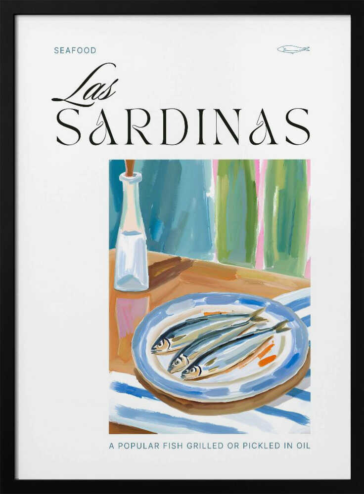Mediterranean Sardine Dish Art Print UK — Food Vibrant Wall Art — Kitchen — Wall It All Prints