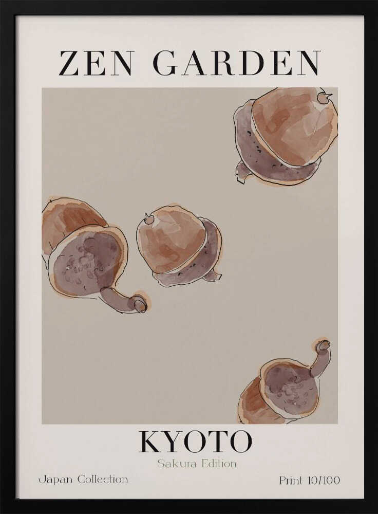 Falling Acorns Art Print UK — Japanese Calm Wall Art — Office — Wall It All Prints