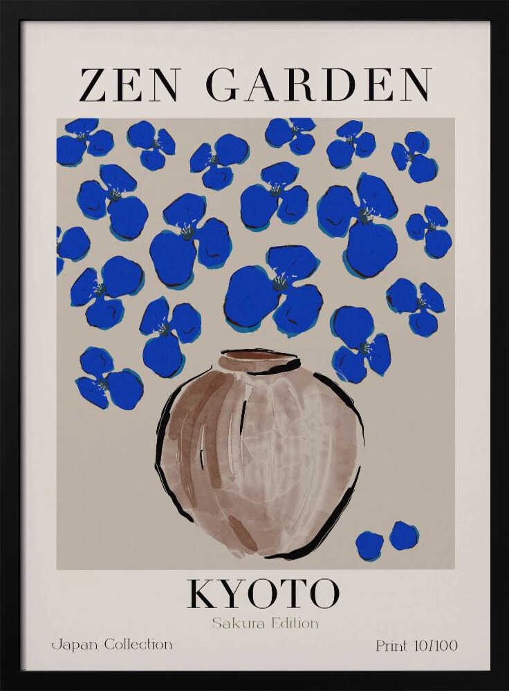 Cerulean Blossoms Art Print UK — Japanese Calm Wall Art — Bedroom — Wall It All Prints