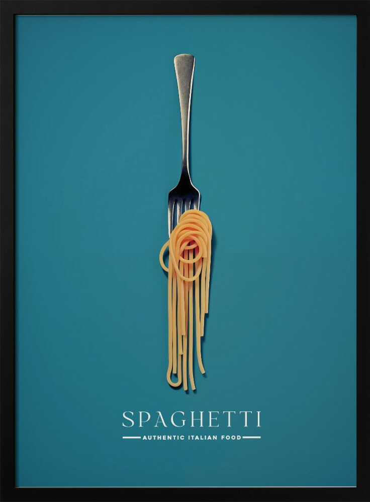 Italian Spaghetti Fork Art Print UK — Abstract Vibrant Wall Art — Kitchen — Wall It All Prints