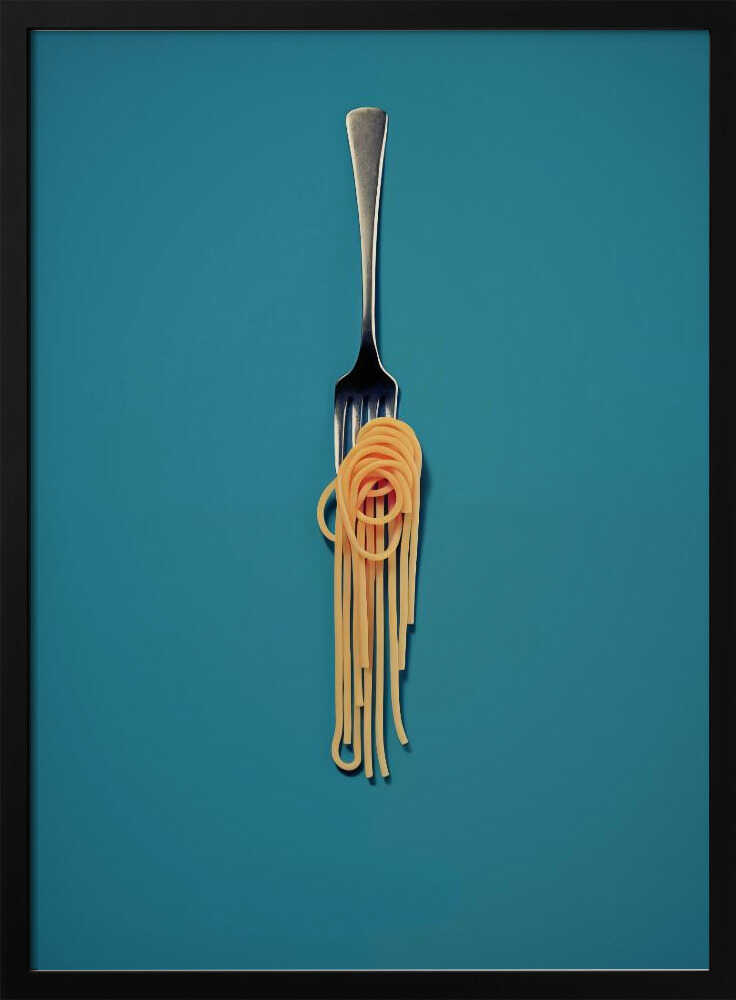 Minimal Spaghetti Fork Art Print UK — Abstract Vibrant Wall Art — Kitchen — Wall It All Prints