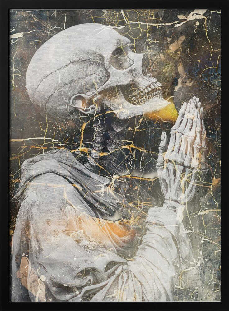 Golden Cracked Skeleton Prayer Rafal Kulik