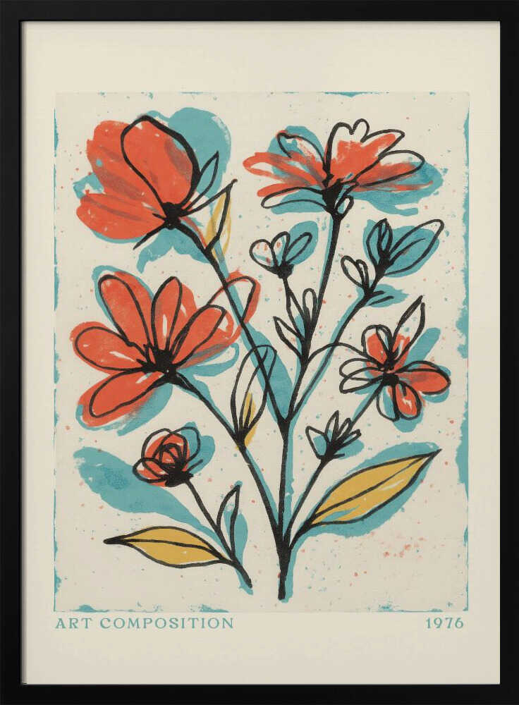 Blooming Sketches Art Print UK — Botanical Vibrant Wall Art — Living Room — Wall It All Prints