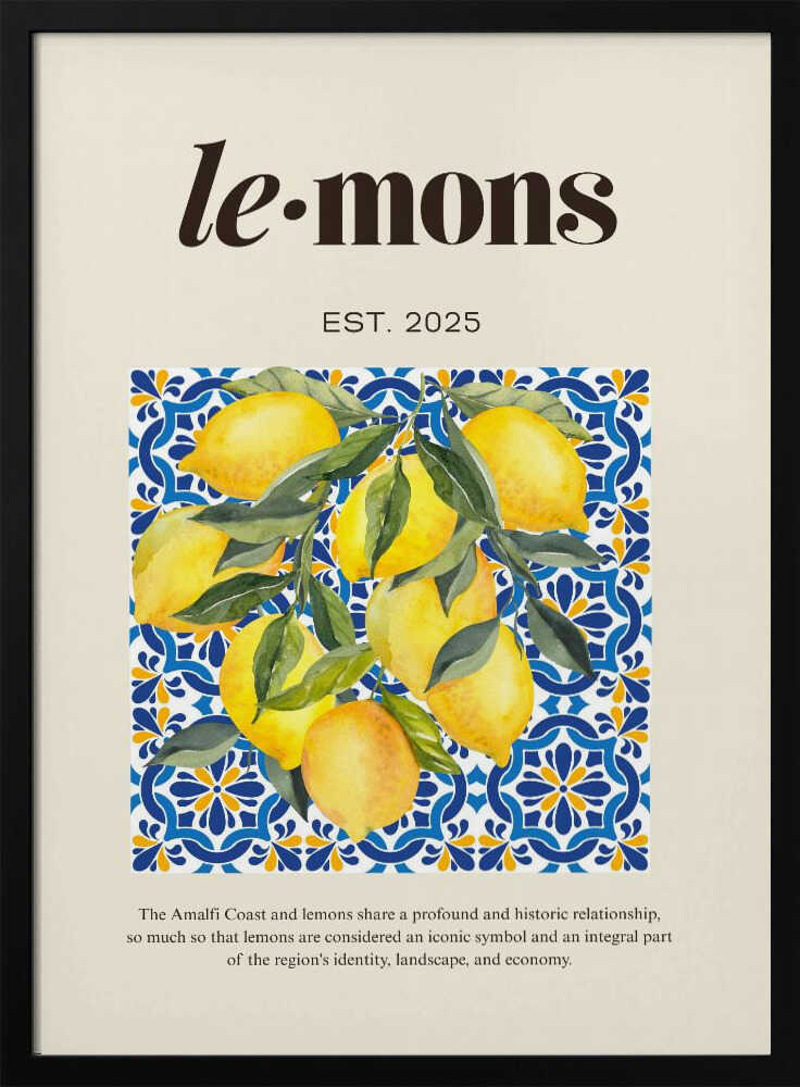 Lemons Beige Art Print UK — Food Vibrant Wall Art — Kitchen — Wall It All Prints