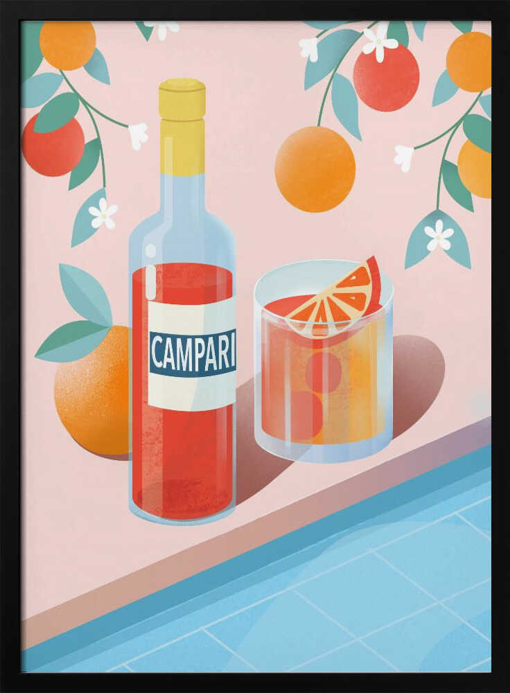 Negroni Cocktail Art Print UK — Botanical Vibrant Wall Art — Kitchen — Wall It All Prints