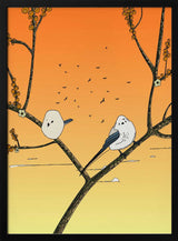 Peaceful Sunset Birds Art Print UK — Botanical Vibrant Wall Art — Bedroom — Wall It All Prints