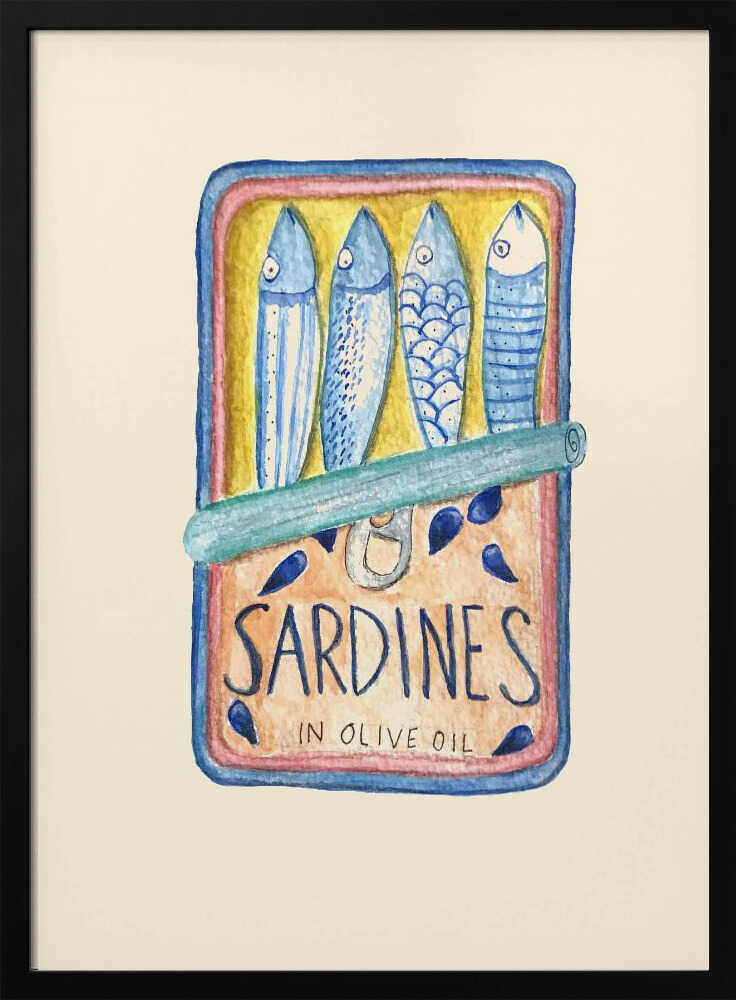 Rustic Sardines In Oil Art Print UK — Landscape Vibrant Wall Art — Kitchen — Wall It All Prints