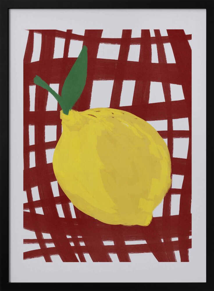 Bright Lemon Red Grid Art Print UK — Botanical Vibrant Wall Art — Kitchen — Wall It All Prints