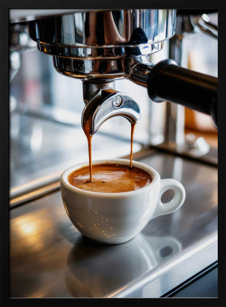Fresh Espresso Brewing Art Print UK — Dark Moody Dark Wall Art — Kitchen — Wall It All Prints