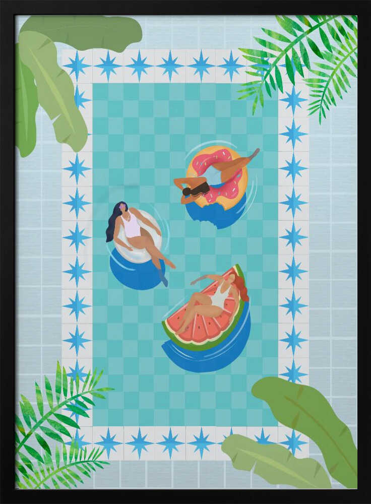 Pool Party Art Print UK — Animal Vibrant Wall Art — Living Room — Wall It All Prints