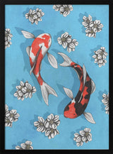 Two Koi Pond Flowers Art Print UK — Japanese Calm Wall Art — Bedroom — Wall It All Prints