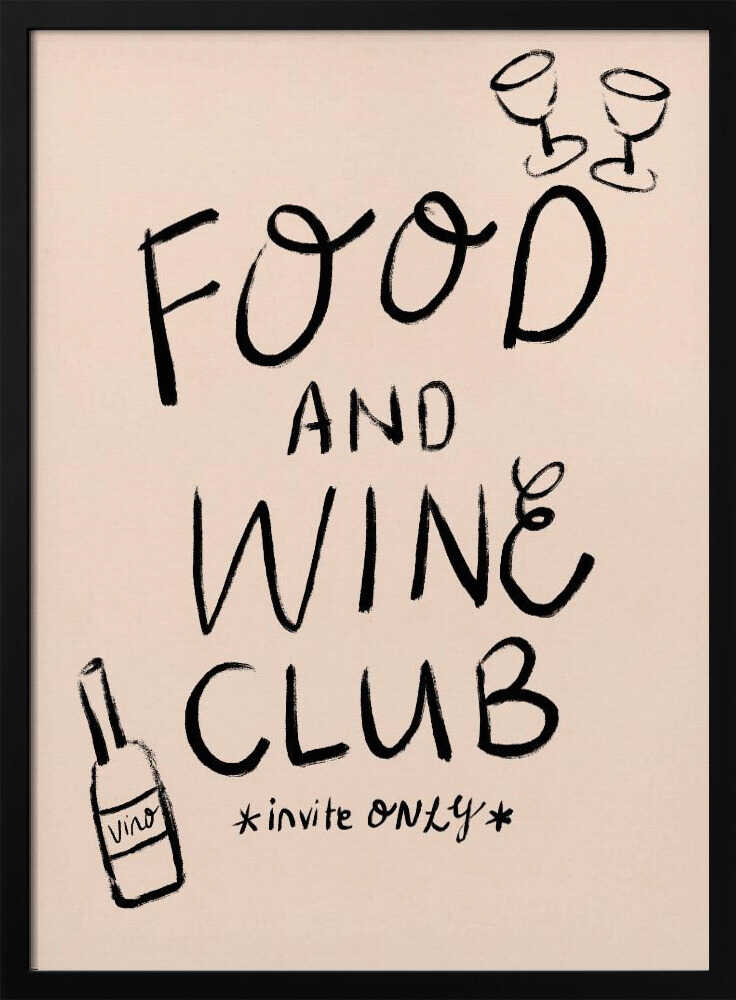 Food Wine Club Invite Art Print UK — Food Vibrant Wall Art — Kitchen — Wall It All Prints