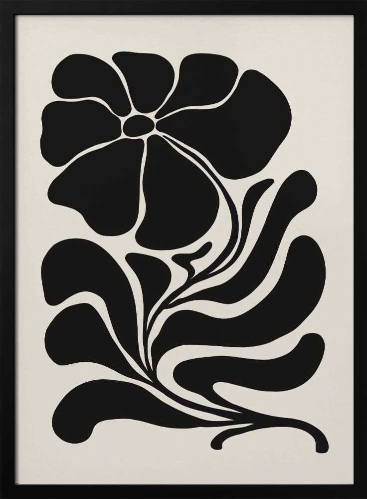 Black Floral Silhouette Art Print UK — Botanical Dark Wall Art — Office — Wall It All Prints