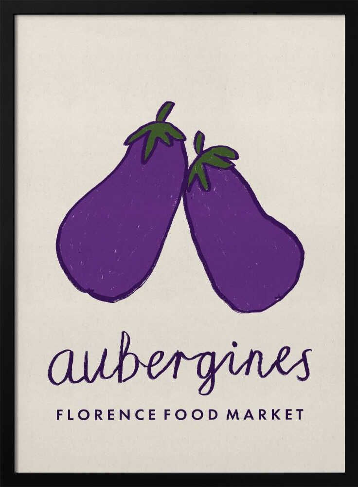 Purple Aubergines Market Art Print UK — Botanical Fresh Wall Art — Kitchen — Wall It All Prints