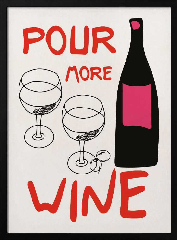 Pour More Wine Art Print UK — Abstract Dark Wall Art — Kitchen — Wall It All Prints
