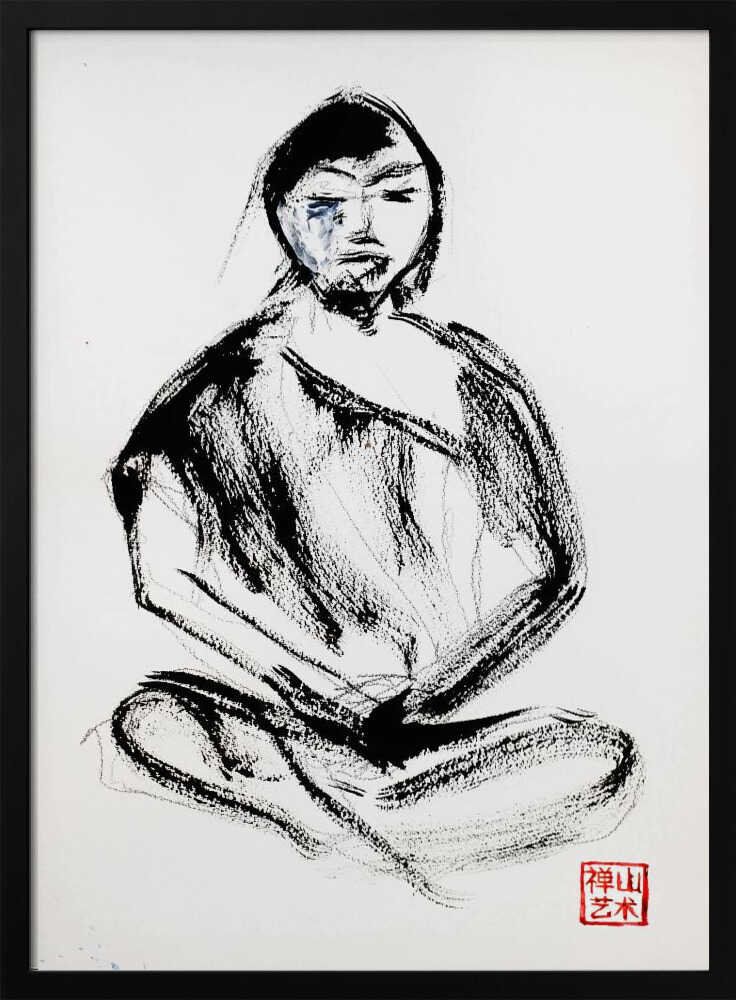 Meditating Zen Monk Art Print UK — Japanese Calm Wall Art — Bedroom — Wall It All Prints