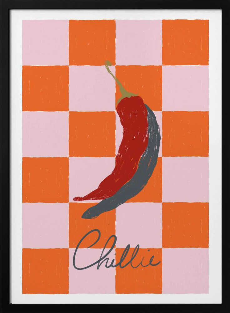 Spicy Chili Checkerboard Art Print UK — Abstract Minimal Wall Art — Kitchen — Wall It All Prints