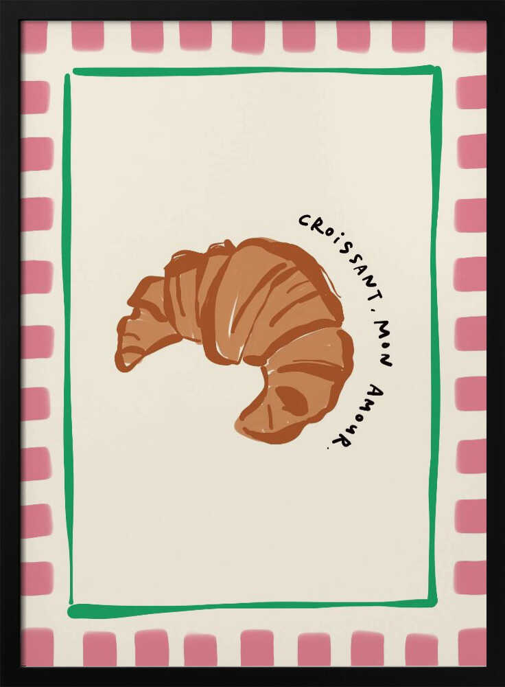 Croissant Mon Amour Art Print UK — Food Minimal Wall Art — Kitchen — Wall It All Prints
