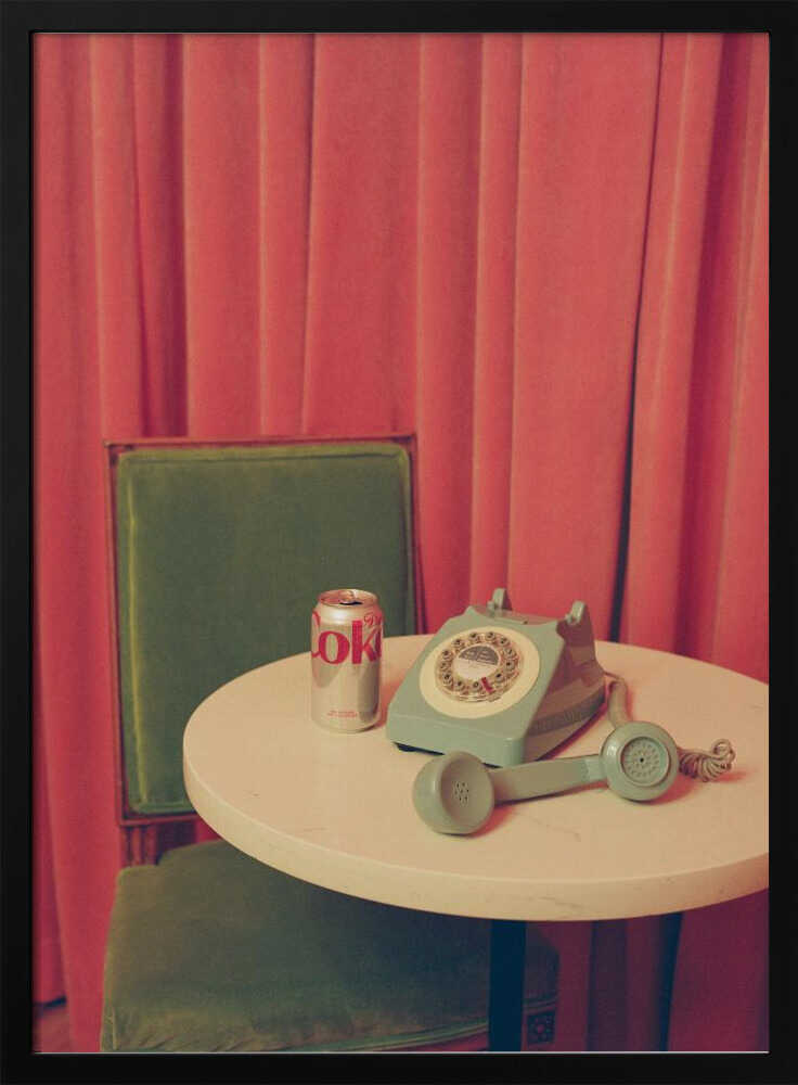 Retro Pink Phone Art Print UK — Vintage Calm Wall Art — Living Room — Wall It All Prints
