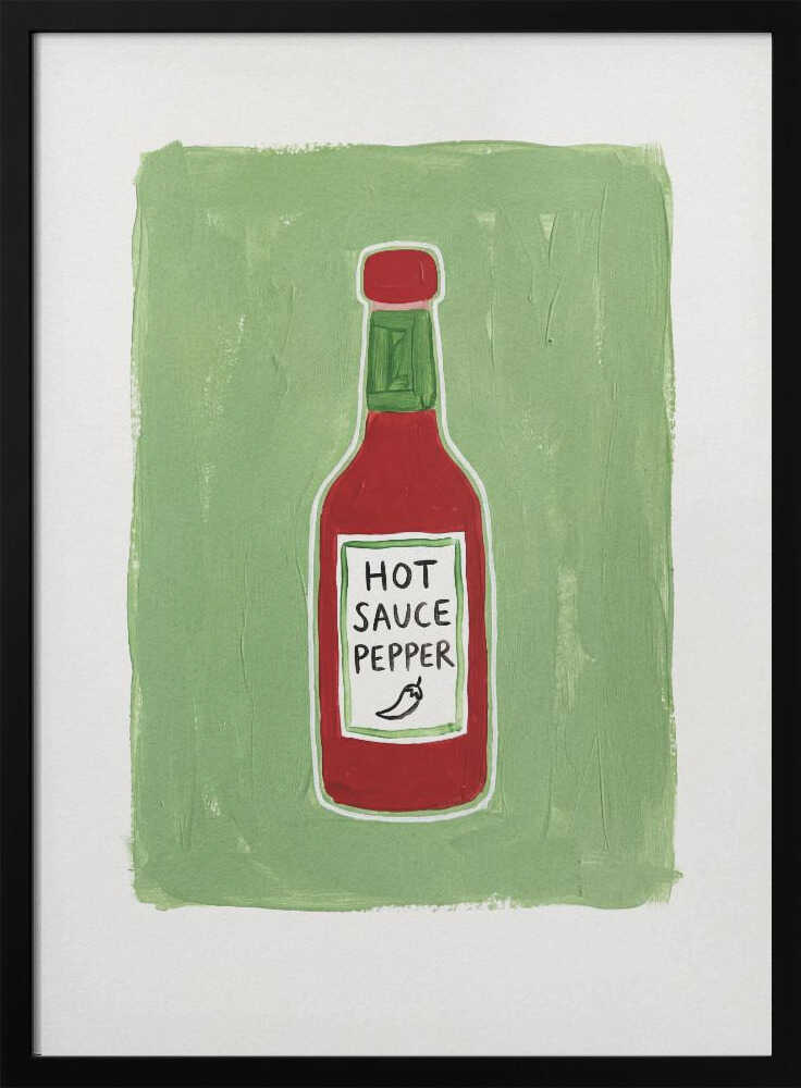 Hot Sauce Pepper Bottle Art Print UK — Food Vibrant Wall Art — Kitchen — Wall It All Prints