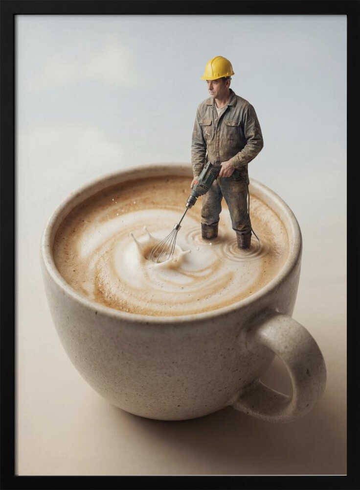 Worker Makes Morning Coffee Art Print UK — Food Vibrant Wall Art — Kitchen — Wall It All Prints