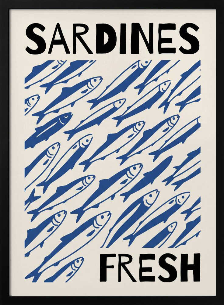 Fresh Sardines Art Print UK — Abstract Dark Wall Art — Kitchen — Wall It All Prints