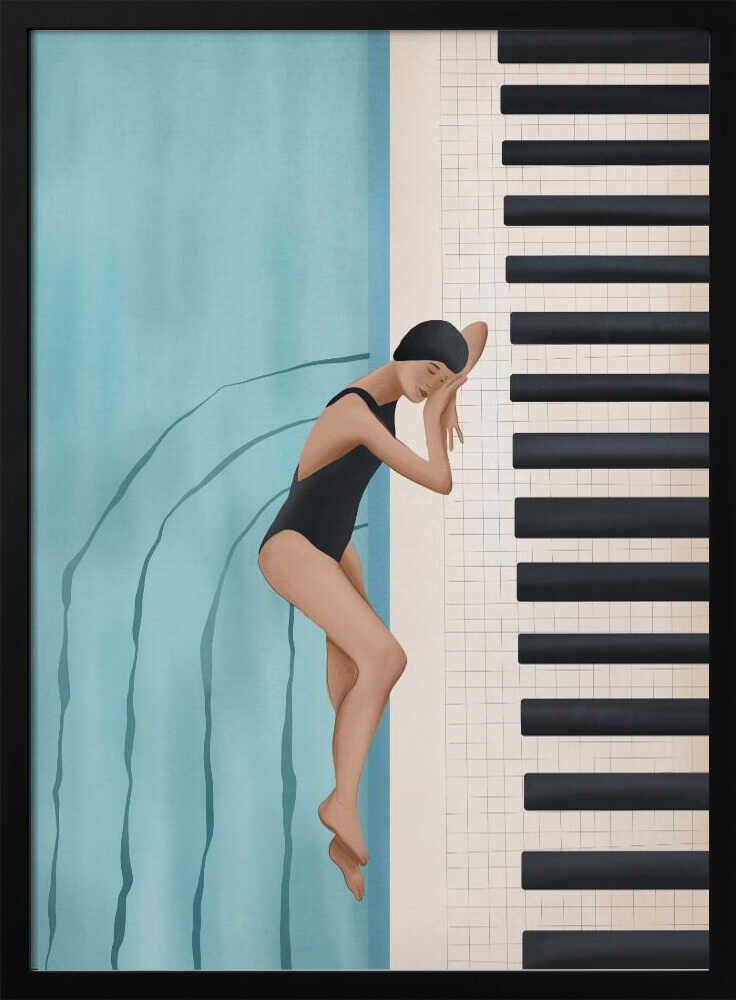 Swimmer's Piano Dream Art Print UK — Abstract Calm Wall Art — Bedroom — Wall It All Prints