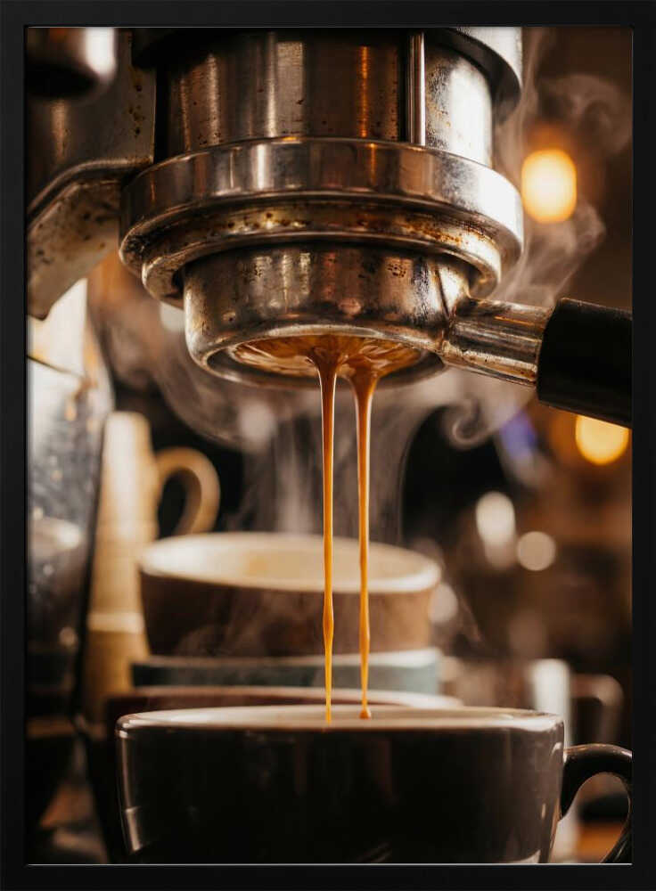 Fresh Espresso Pour Art Print UK — Dark Moody Dark Wall Art — Kitchen — Wall It All Prints