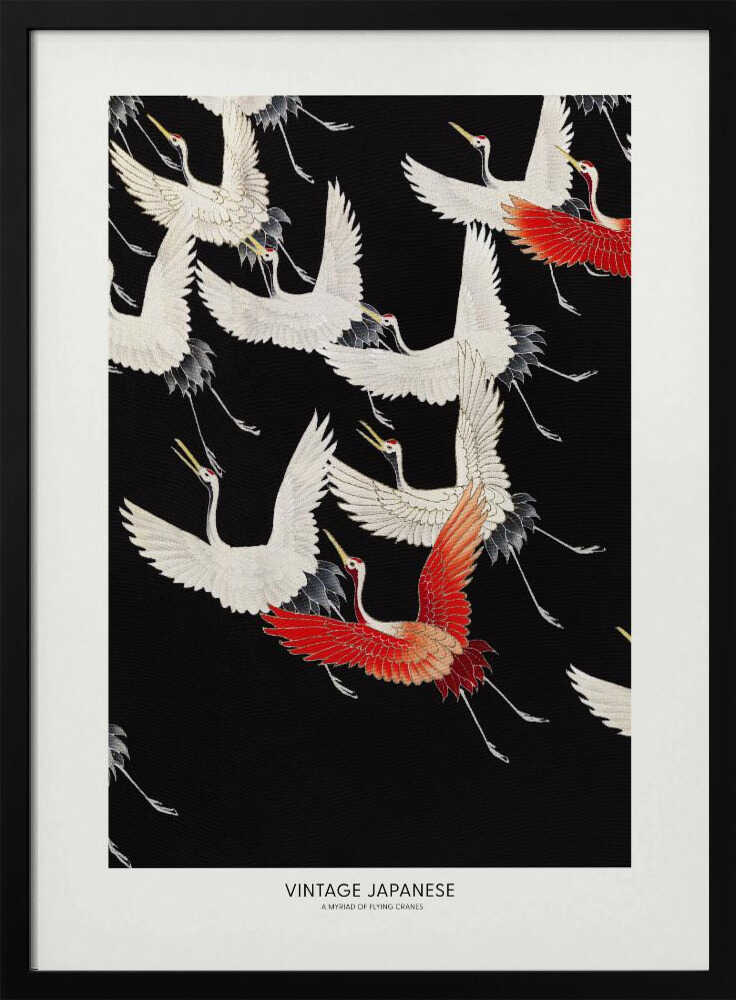 A Myriad of Flying Cranes Art Print UK — Japanese Vibrant Wall Art — Living Room — Wall It All Prints